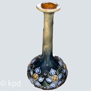 Royal Dux Bohemia Vase • Antique Art Nouveau Cobalt Blue & Gold Pottery c.1900